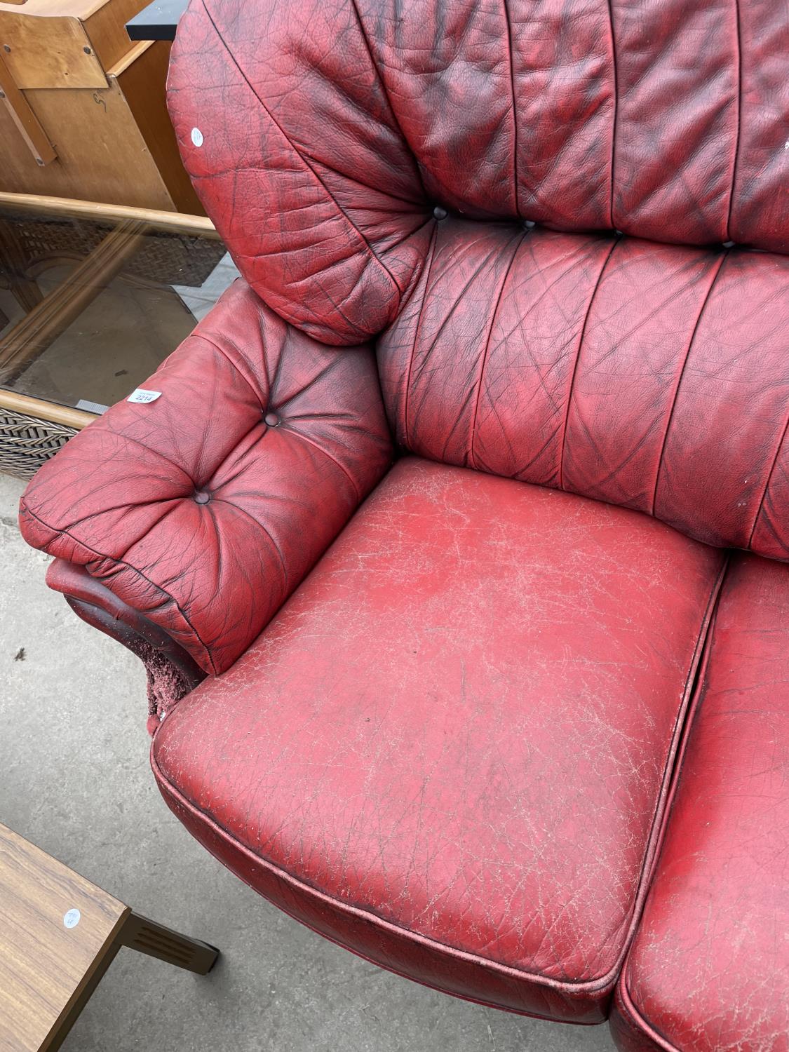 AN OXBLOOD THREE SEATER SETTEE - Image 2 of 6