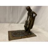 A BERGMAN STYLE COLD PAINTED NAN GREB BRONZE IN THE FORM OF A DANCER AND LIONESS H: APPROXIMATELY