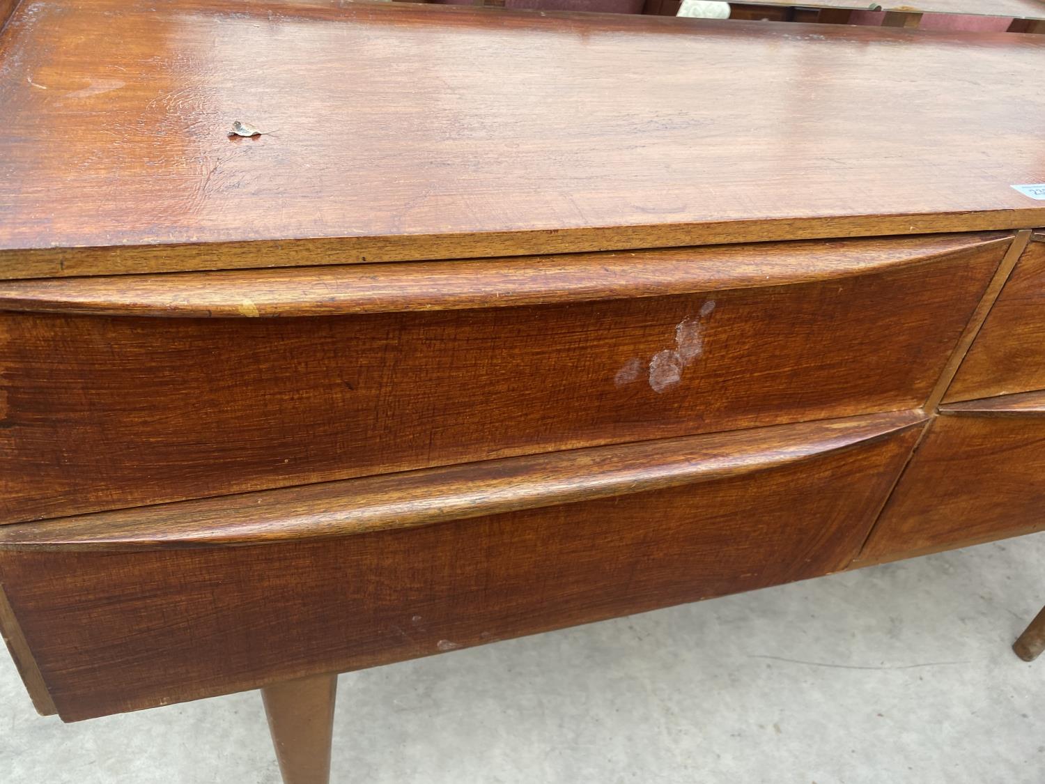 A RETRO TEAK SCHREIBER STYLE DRESSING TABLE WITH FOUR DRAWERS, 48" WIDE - Image 2 of 5