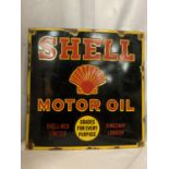A SHELL MOTOR OIL ENAMEL SIGN 45CM X 45CM