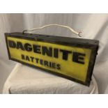 AN ILLUMINATED 'DAGENITE BATTERIES' SIGN