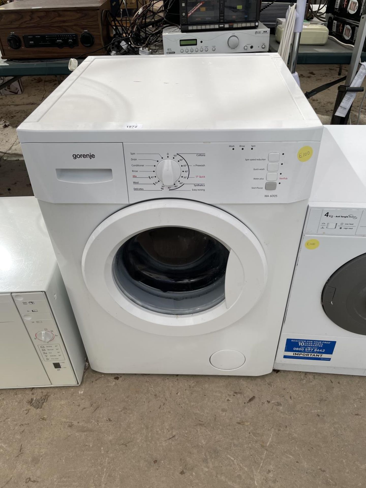 A WHITE GORENJE WASHING MACHINE BELIEVED IN WORKING ORDER BUT NO WARRANTY