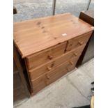 A MODERN PINE CHEST OF TWO SHORT AND THREE LONG DRAWERS, 32" WIDE