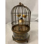 A BRASS BIRD CAGE CLOCK H:17CM