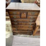 AN OAK TV/VIDEO CABINET IN THE FORM OF A GEORGIAN CHEST OF DRAWERS, 35.5" WIDE