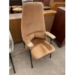 A 1970'S TUBULAR FRAMED RECLINER ARMCHAIR