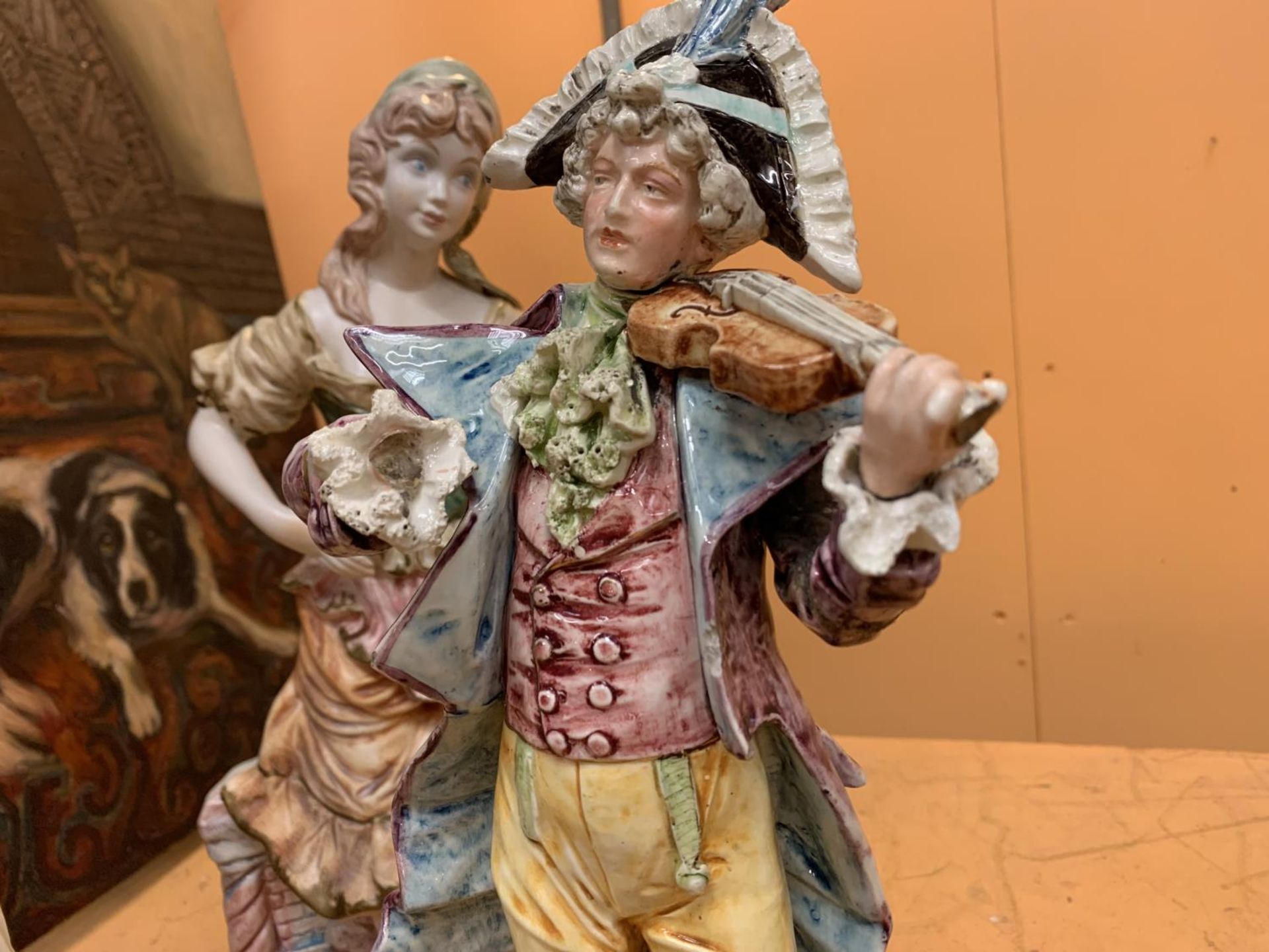 THREE LARGE VINTAGE FIGURINES, TO INCLUDE A CAPODIMONTE EXAMPLE - Image 3 of 5