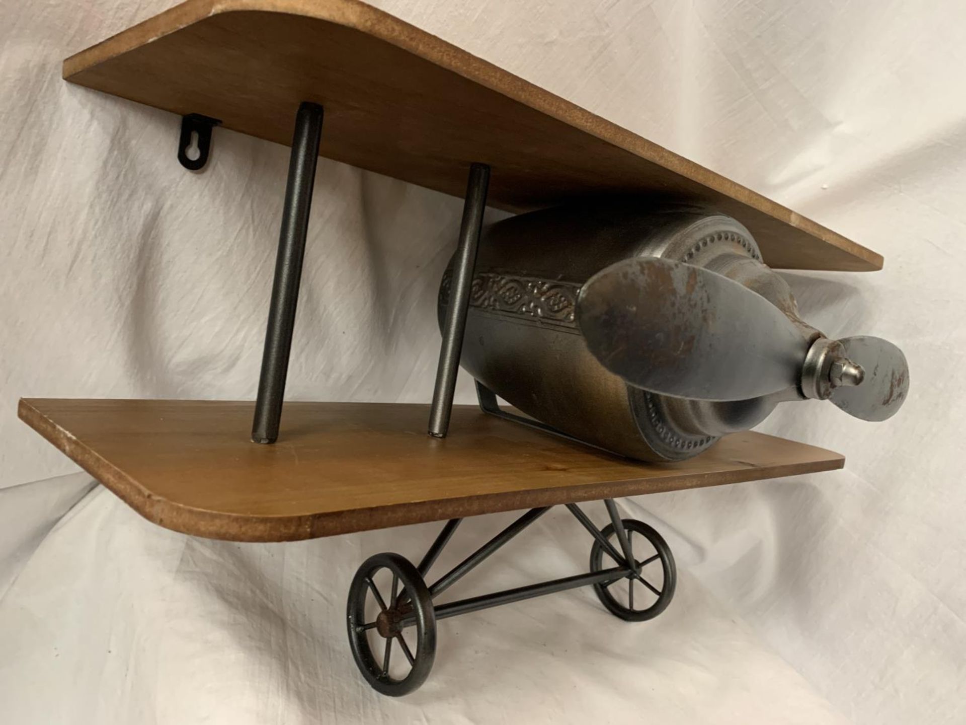 A WALL SHELF IN THE FORM OF A VINTAGE AEROPLANE WIDTH: 60CM - Image 3 of 4