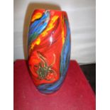 AN ANITA HARRIS OCTOPUS AND CRAB TRAIL VASE HANDPAINTED AND SIGNED IN GOLD