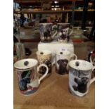 SIX DANBURY MINT COFFEE MUGS FEATURING BLACK LABRADORS