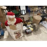 AN ASSORTMENT OF ITEMS TO INCLUDE A SINGING SANTA, ESPRSSO MAKER AND OUTSIDE LIGHT ETC