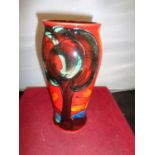 AN ANITA HARRIS DECO TREE VASE HANDPAINTED AND SIGNED IN GOLD
