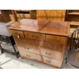 AN EDWARDIAN MAHOGANY AND INLAID CHEST OF TWO LONG DRAWERS, 40" WIDE