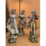 THREE LARGE VINTAGE FIGURINES, TO INCLUDE A CAPODIMONTE EXAMPLE