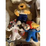 THREE COLLECTABLE SOFT TOY SPORTING MASCOTS TO INCLUDE EURO 96, FRANCE 98 AND OLYMPIC GAMES TEAM