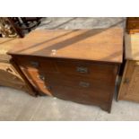 A VICTORIAN SATINWOOD CHEST OF TWO SHORT AND TWO LONG DRAWERS 40.5" WIDE