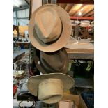 THREE HATS: A DOBBS OF NEW YORK TRILBY, A PLANTATION HAT AND A FEDORA