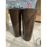 A PAIR OF TALL BROWN DECORATIVE PLASTIC PLANTERS (H:100CM)