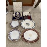 A COLLECTION OF CERAMIC PLATES AND EPNS FLAT WARE