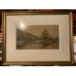 A GILT FRAMED PRINT OF A FIELD, SIGNED F LAWRENCE