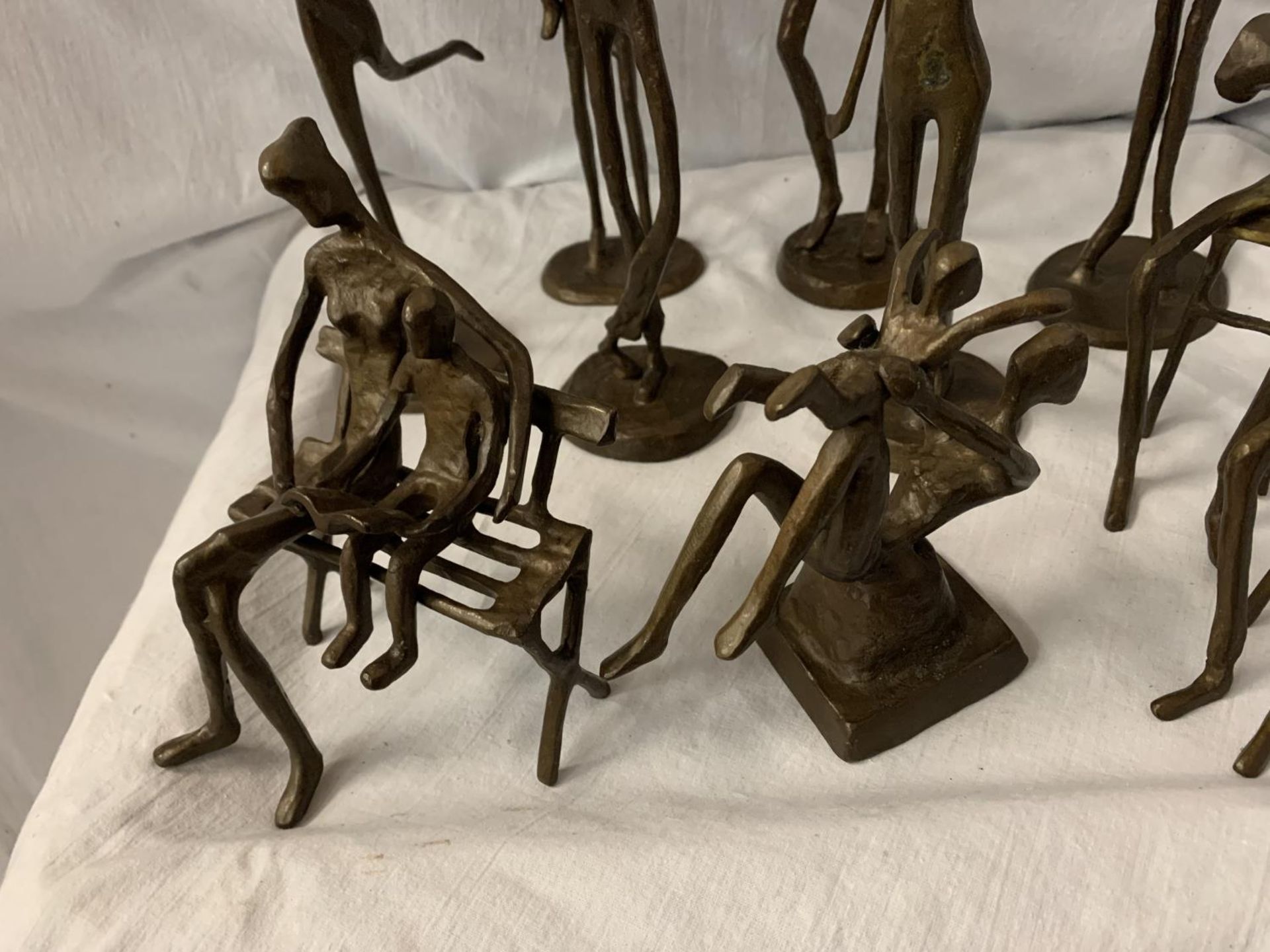 A GROUP OF TEN BRONZE FIGURINES IN THE ABSTRACT FORM - Image 2 of 6