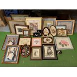 A VERY LARGE QUANTITY OF FRAMED EMBROIDERIES AND TAPESTRIES