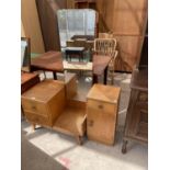 A MID 20TH CENTURY LIGHT OAK DRESSING TABLE AND LOCKER BY 'MEREDEW FURNITURE'