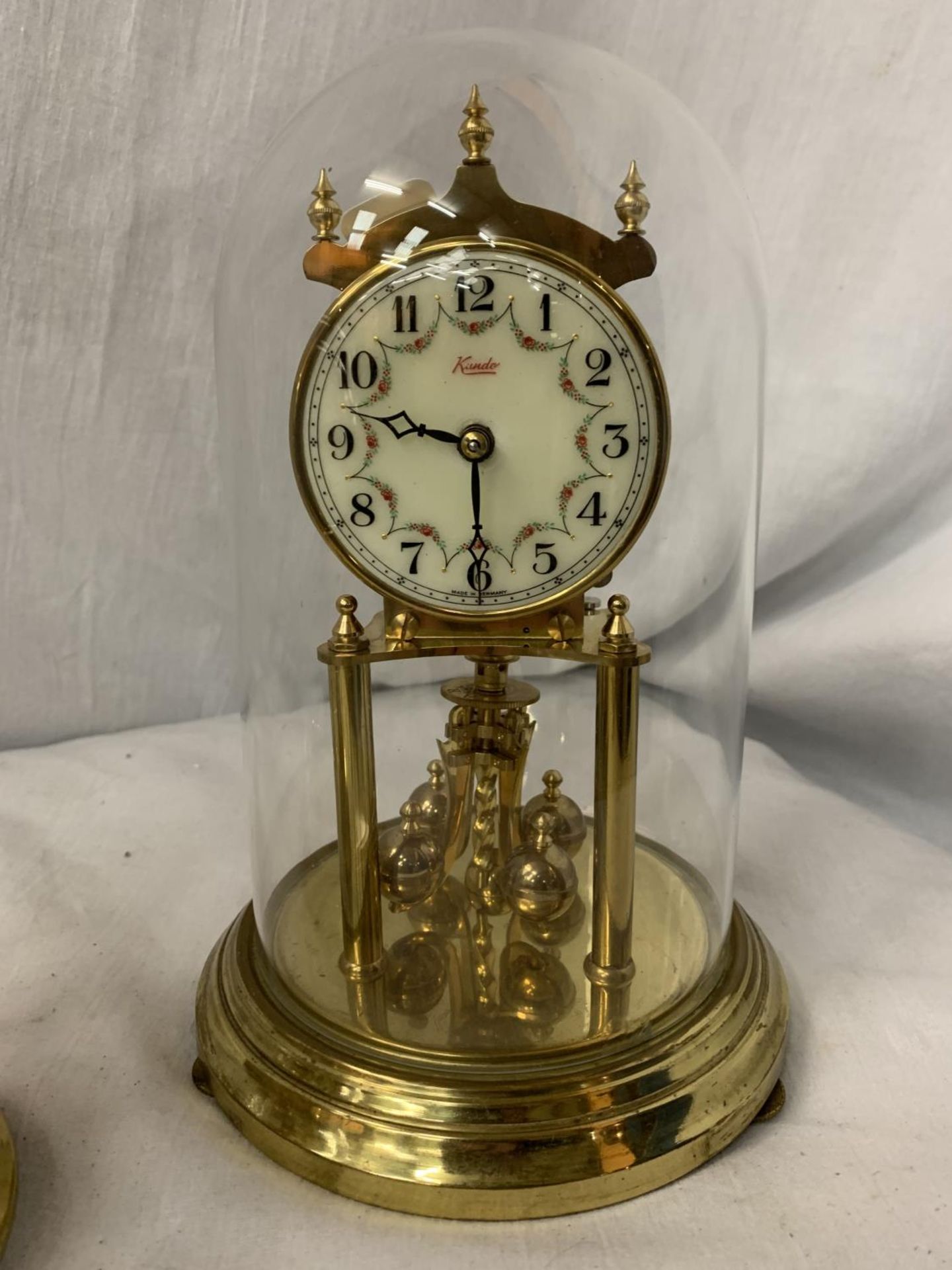 A KUNDO ANNIVERSARY GLASS DOMED CLOCK H: 9" AND A BENTIMA GLASS DOMED CLOCK - Image 3 of 5