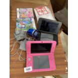 TWO NINTENDO 3DS XL, NINTENDO DS GAMES AND A VTECH WATCH