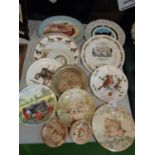 THIRTEEN COLLECTORS PLATES, SIX AGRICULTURAL RELATED TO INCLUDE A 'GOD SPEED THE PLOUGH'
