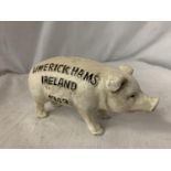 A CAST METAL 'LIMERICK IRELAND' BUTCHER'S PIG MONEYBOX