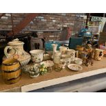 A LARGE ASSORTMENT OF CERAMIC WARE TO INCLUDE TWO WADE BEER MUGS ETC