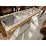 TWO MODERN COFFEE TABLES WITH GLASS TOPS