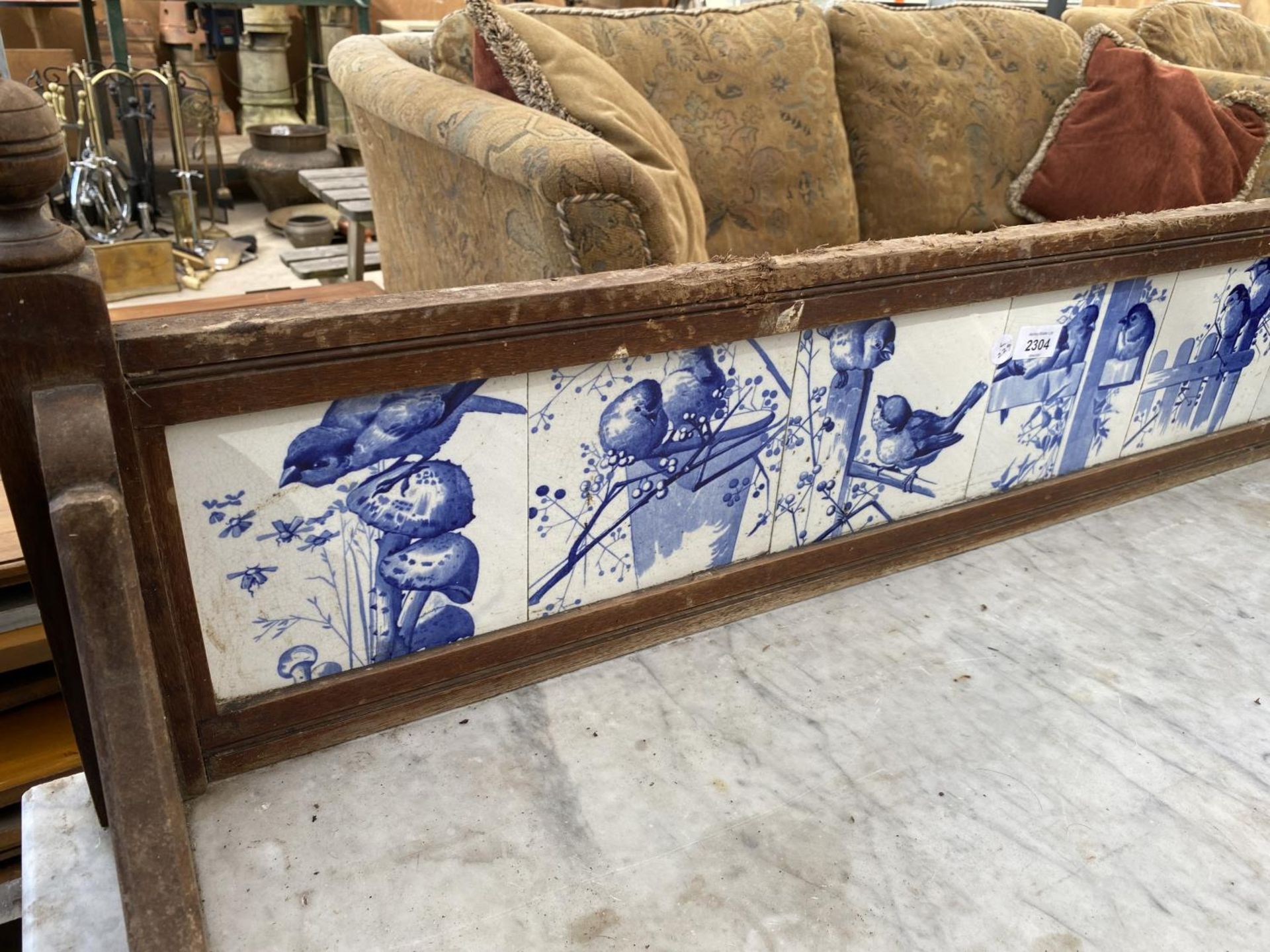 A VICTORIAN MARBLE TOPPED WASH STAND WITH TILED BACK 47" WIDE - Image 2 of 5