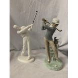 TWO GOLFING FIGURINES, ONE A NORITAKE EXAMPLE H:APPROXIMATELY 28CM