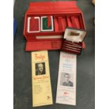 A BOXED BRIDGE SET TO INCLUDE A SET OF STERLING SILVER PROPELLING PENCILS