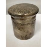 A HALLMARKED BIRMINGHAM LIDDED POT GROSS WEIGHT 88g