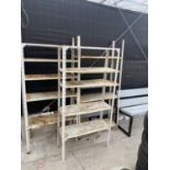 THREE SECTIONS OF METAL SHELVING