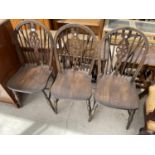 THREE MODERN WHEELBACK WINDSOR STYLE CHAIRS