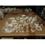 A LARGE COLLECTION OF WEDGWOOD 'KUTANI CRANE' ITEMS TO INCLUDE A MINIATURE TEA SET, TRINKET BOXES