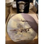 A COALPORT COLLECTORS PLATE 'COMING HOME' AND A SMALL SILVER PLATED TANKARD
