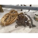 A QUANTITY OF ROPE AND CHAIN WITH D LINKS