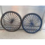 A PAIR OF VINTAGE BIKE WHEELS BELIEVED TO BE FROM THE 1960'S CULT DRAMA THE PRISONER