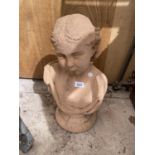 A PRE CAST STONE EFFECT BUST OF A YOUNG GIRL