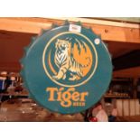 A TIN METAL BOTTLE TOP SIGN 'TIGER BEER'