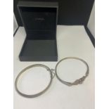 TWO SILVER BANGLES WITH PRESENTATION BOX