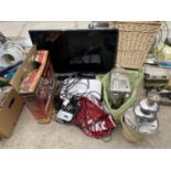 AN ASSORTMENT OF ELECTRICAL ITEMS TO INCLUDE A 32" SAMSIUNG TELEVISION, A DVD PLAYER AND A COFFEE