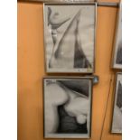 TWO FRAMED EROTIC DRAWINGS SIGNED ALEY EASTIRE