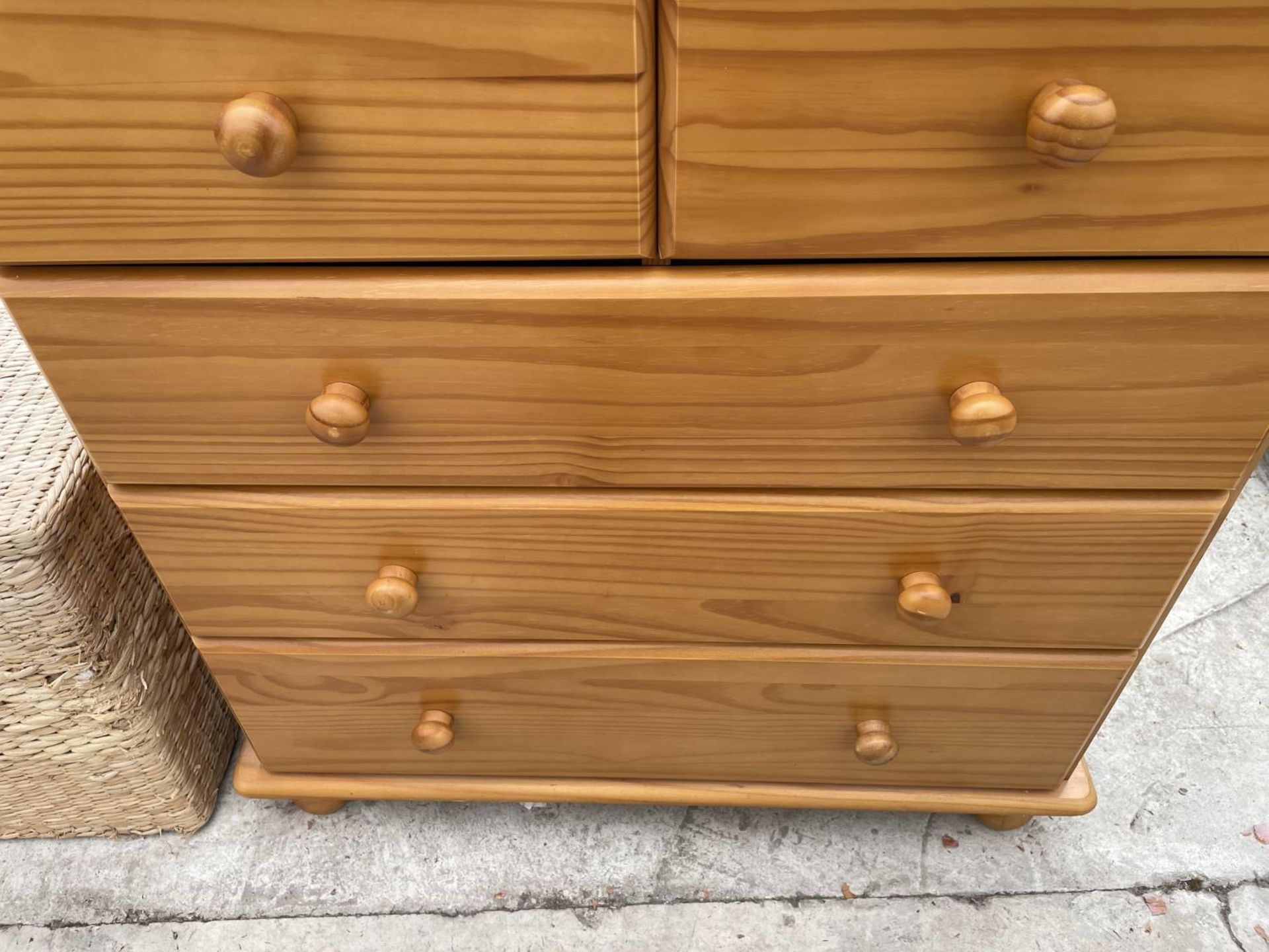 A MODERN PINE CHEST OF TWO SHORT AND THREE LONG DRAWERS, 31.5" WIDE - Image 3 of 3