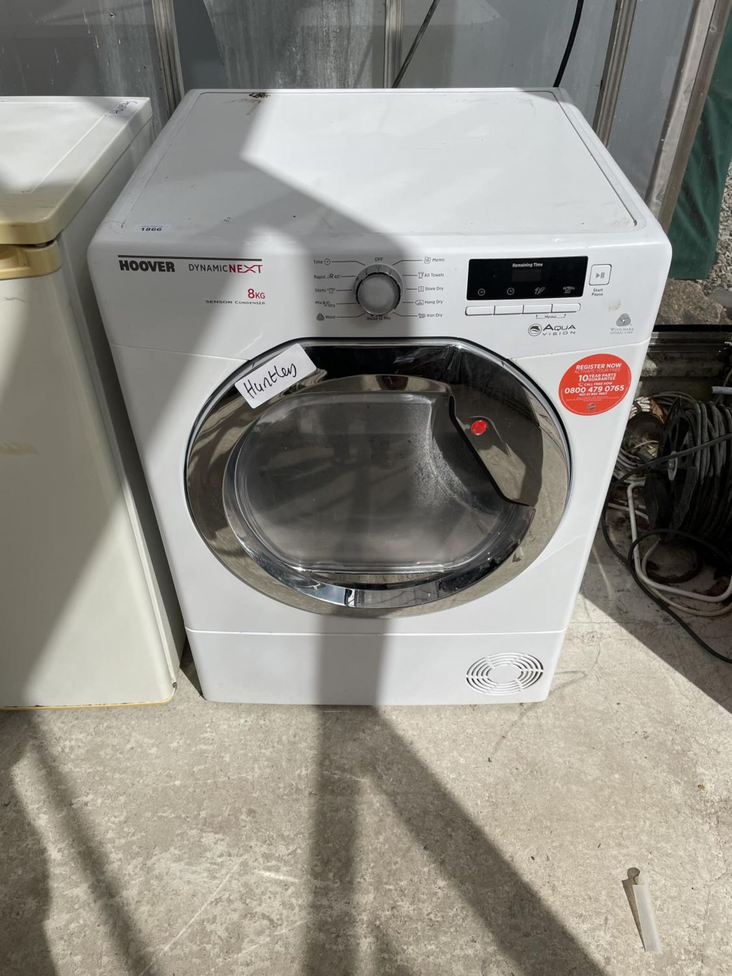 A WHITE HOOVER 8KG TUMBLE DRYER BELIEVED WORKING BUT NO WARRANTY